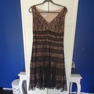 Anne Klein Black Cocktail Dress with Lace Overlay